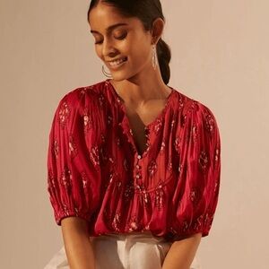 Anthropologie - Drapey Henley Pullover - Pink Combo